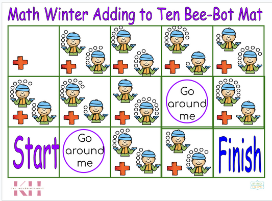 Math Winter Adding to Ten Bee-Bot Mat