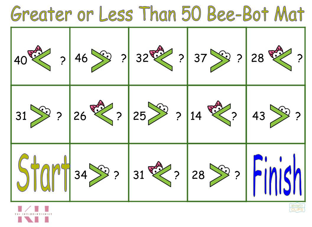 Greater or Less Than 50 Bee-Bot Mat