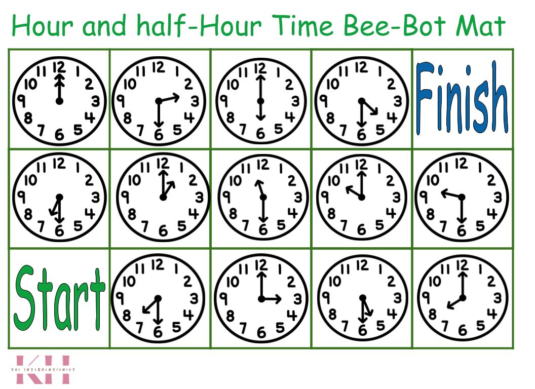 Time Hour and Half-Hour Bee-Bot Mat