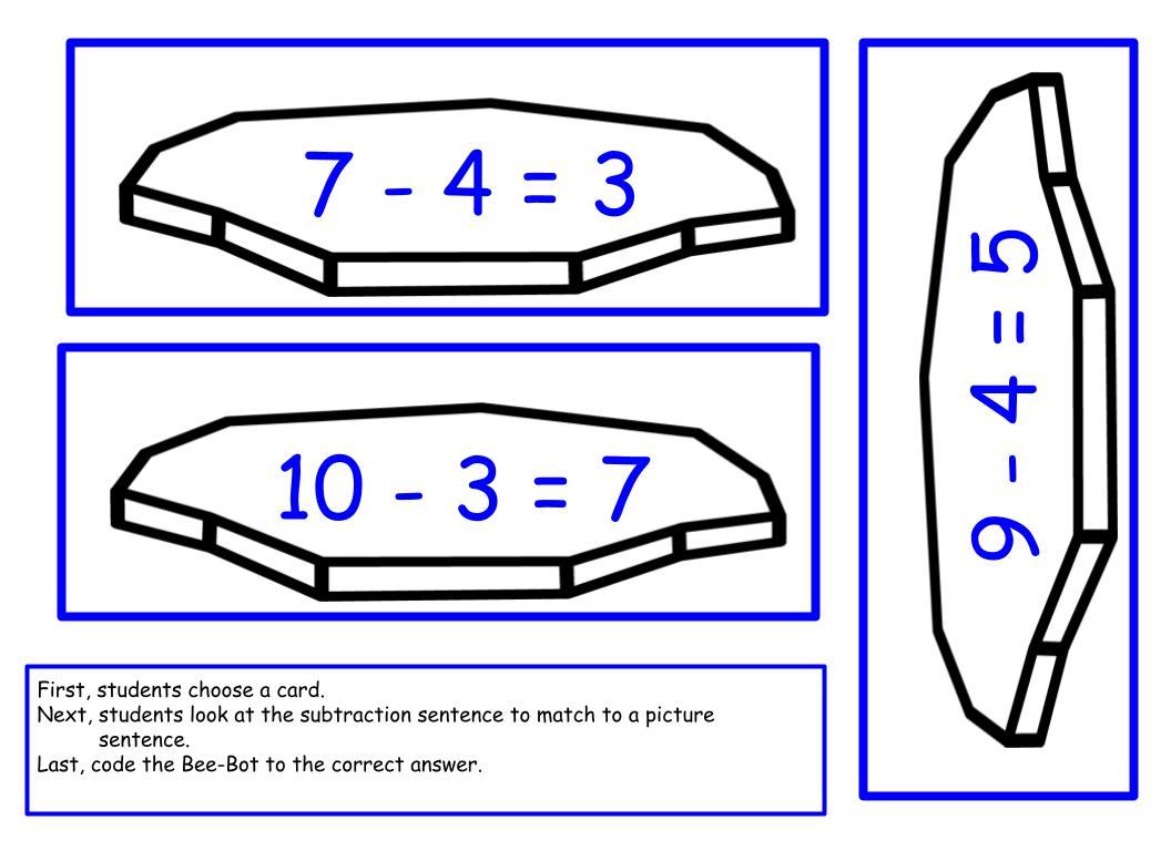 Penguin Subtraction from 10 Bee-Bot mat