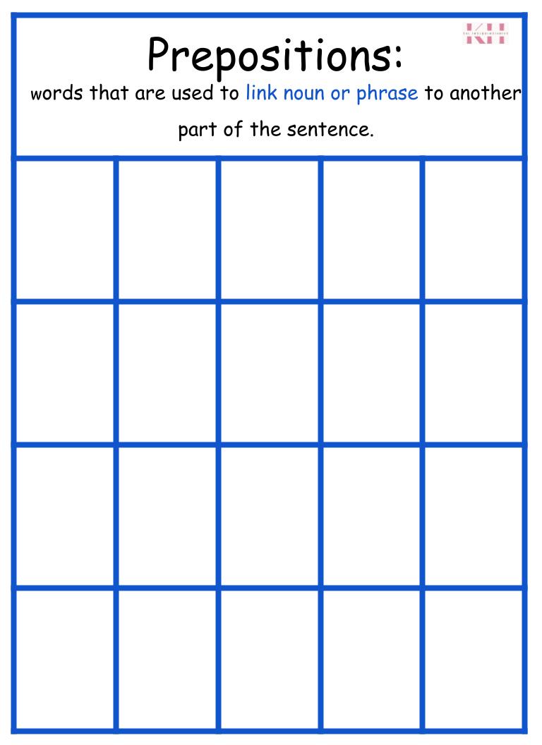 Prepositions Workable Chart