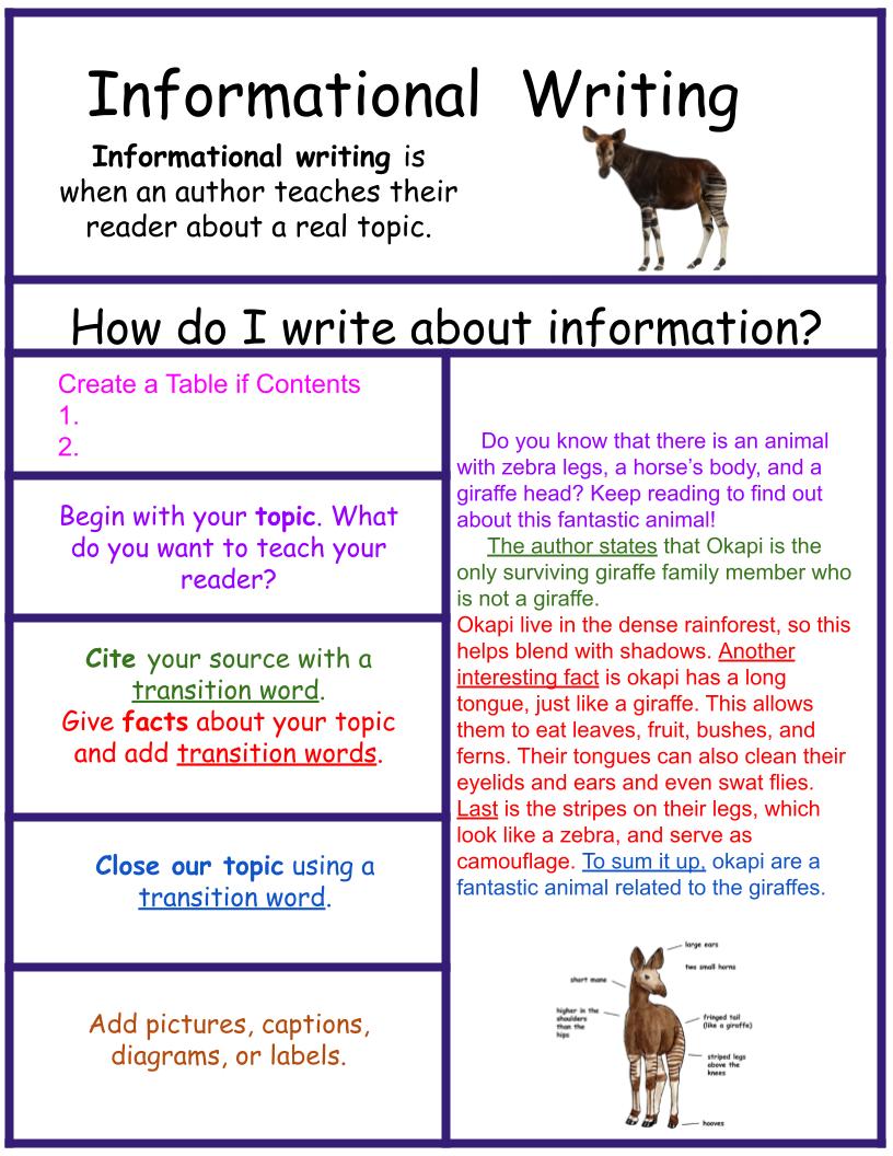 Informational Writing Anchor Chart