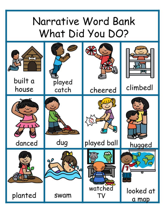 Narrative Word Bank: What Did You Do? Anchor Chart