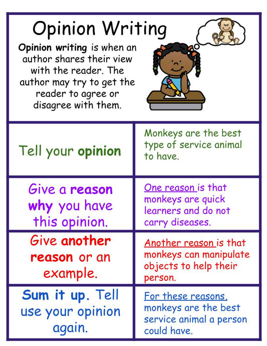 Opinion Writing Anchor Chart